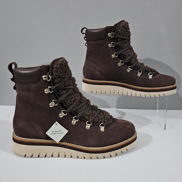 NEW Cole Haan Zerogrand Lodge Boot 9.5 Java Leather Shearling Waterproof Hiker - Picture 3 of 13